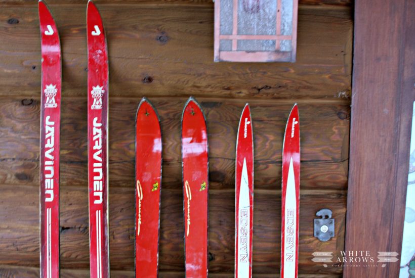 Red Skis, Front Porch, Bear Door Bell, Log Cabin, Cabin, Rustic, Cabin