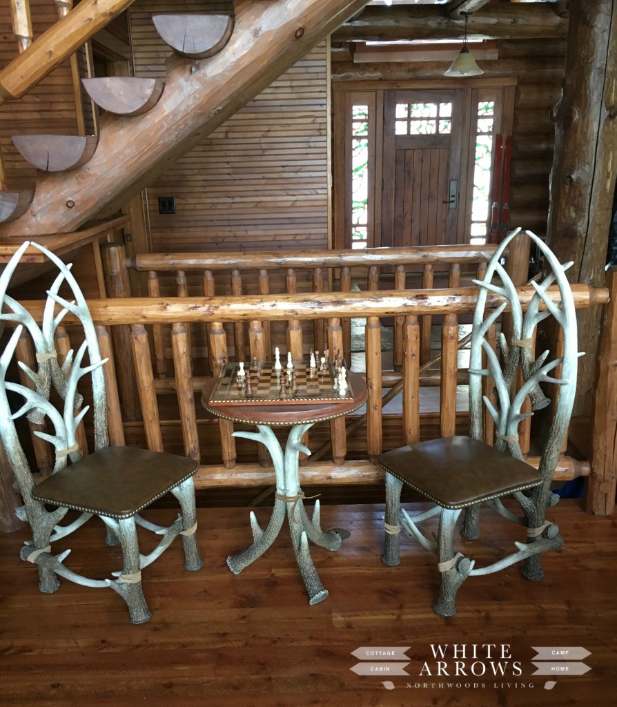 Antler Table, Chess, Log Home