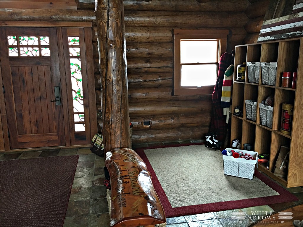 log home, mud room, entryway