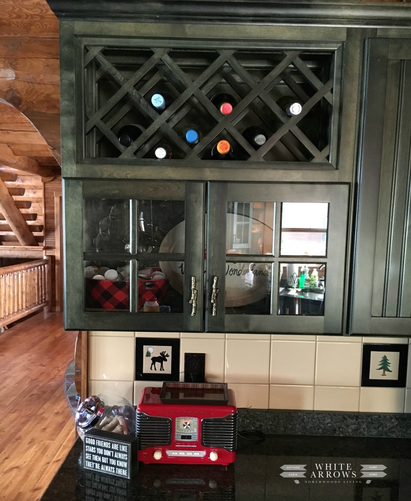 kitchen- red radio-log cabin