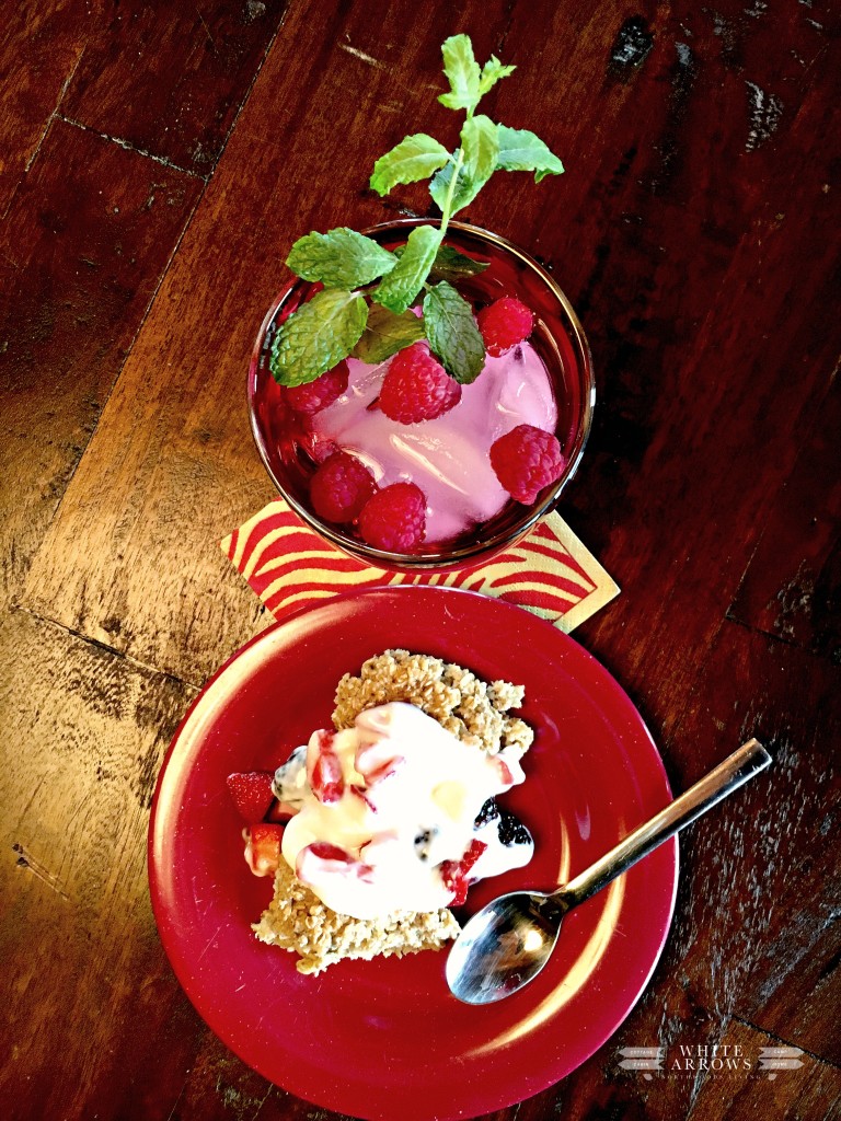 Baked Oatmeal, Brunch, Water Glass, Raspberries, Mint