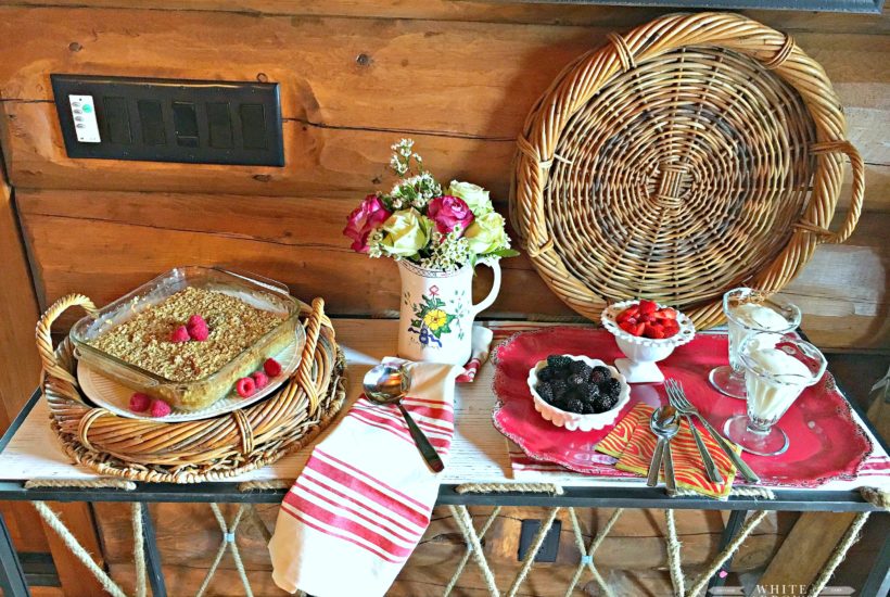 Brunch, Baked Oatmeal, Yogurt Parfait, Berries, Spring, wicker tray