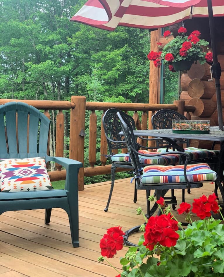 Cabin Back Porch Geraniums