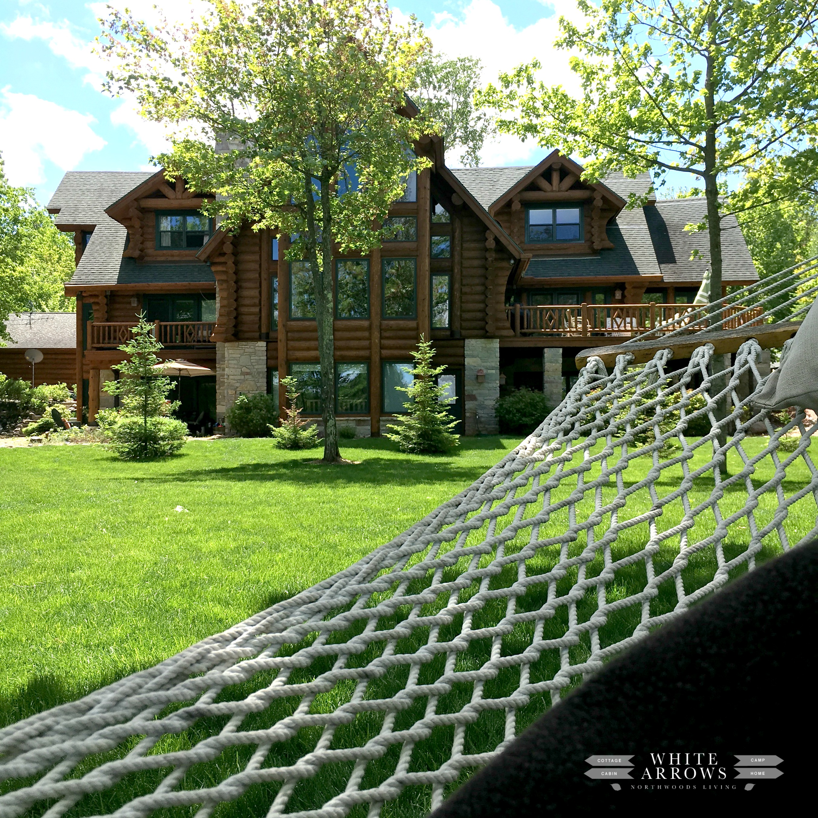 hammock, log cabin, log home