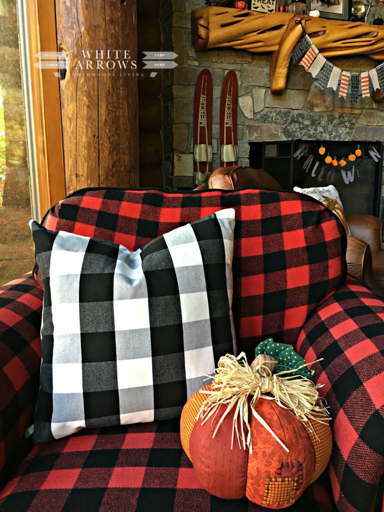 Red and black buffalo plaid chair cushions sale