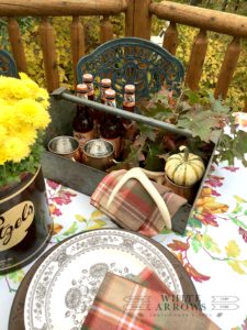 fall table, autumn table, tablescape, outdoor dining, Charles Chips, transferware