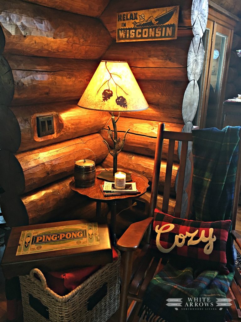 Pinecone Lamp, Vintage Ping Pong, Rocking Chair, Log Cabin