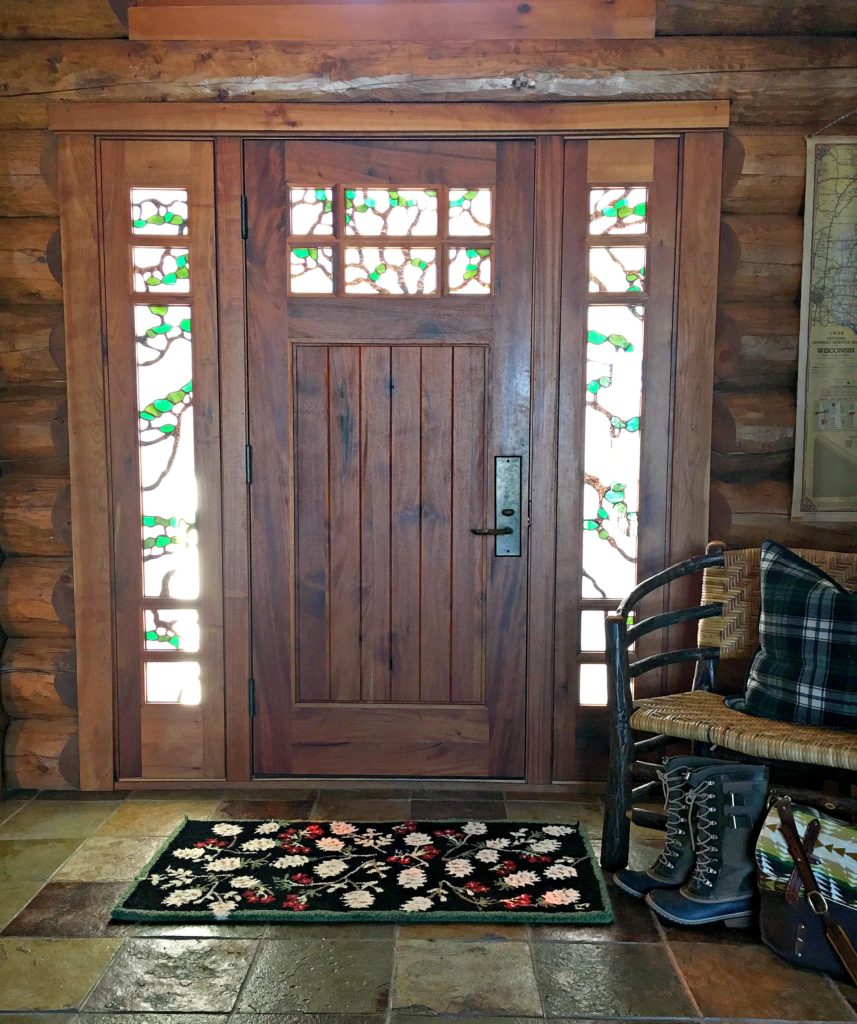 Front Door, Stained Glass, Log Cabin