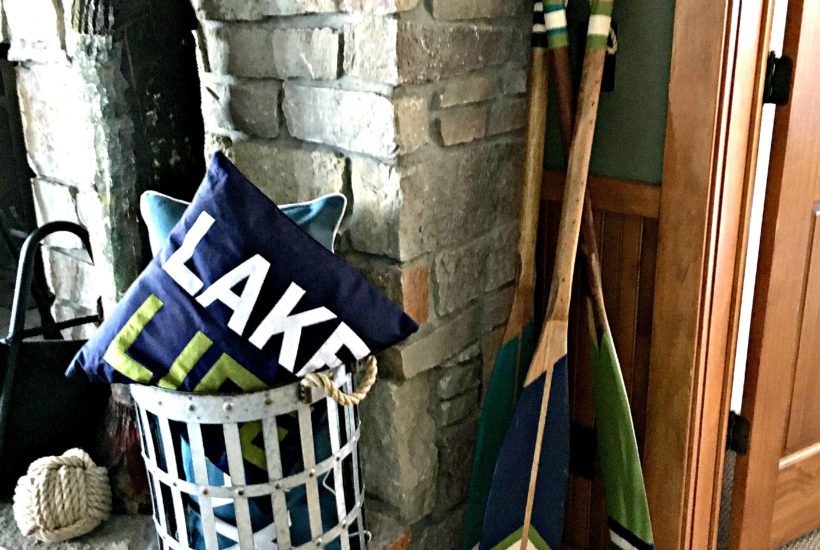 Painted Paddles, Lake House, Stone Fireplace