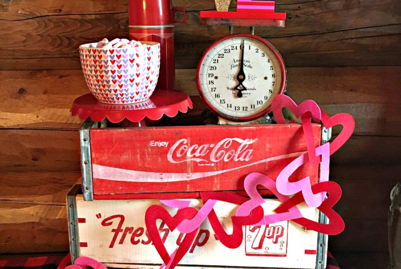 Vintage soda crate, valentine decor, vintage scale, soda crate