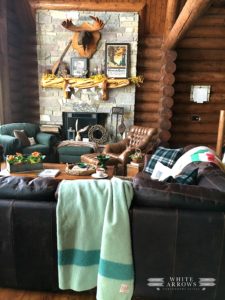 Spring Decor, Easter Decor, Great Room, Log Cabin, Cabin Style, Cabin Decor, Point Blanket, Stone Fireplace