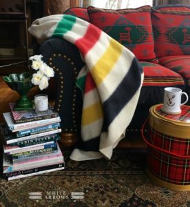Point Blanket, Pendleton Blanket, Coffee Table Books, Scotch Cooler, Cabin Decor, Rustic Decor, Cabin Style, Log Cabin, Rustic Couch