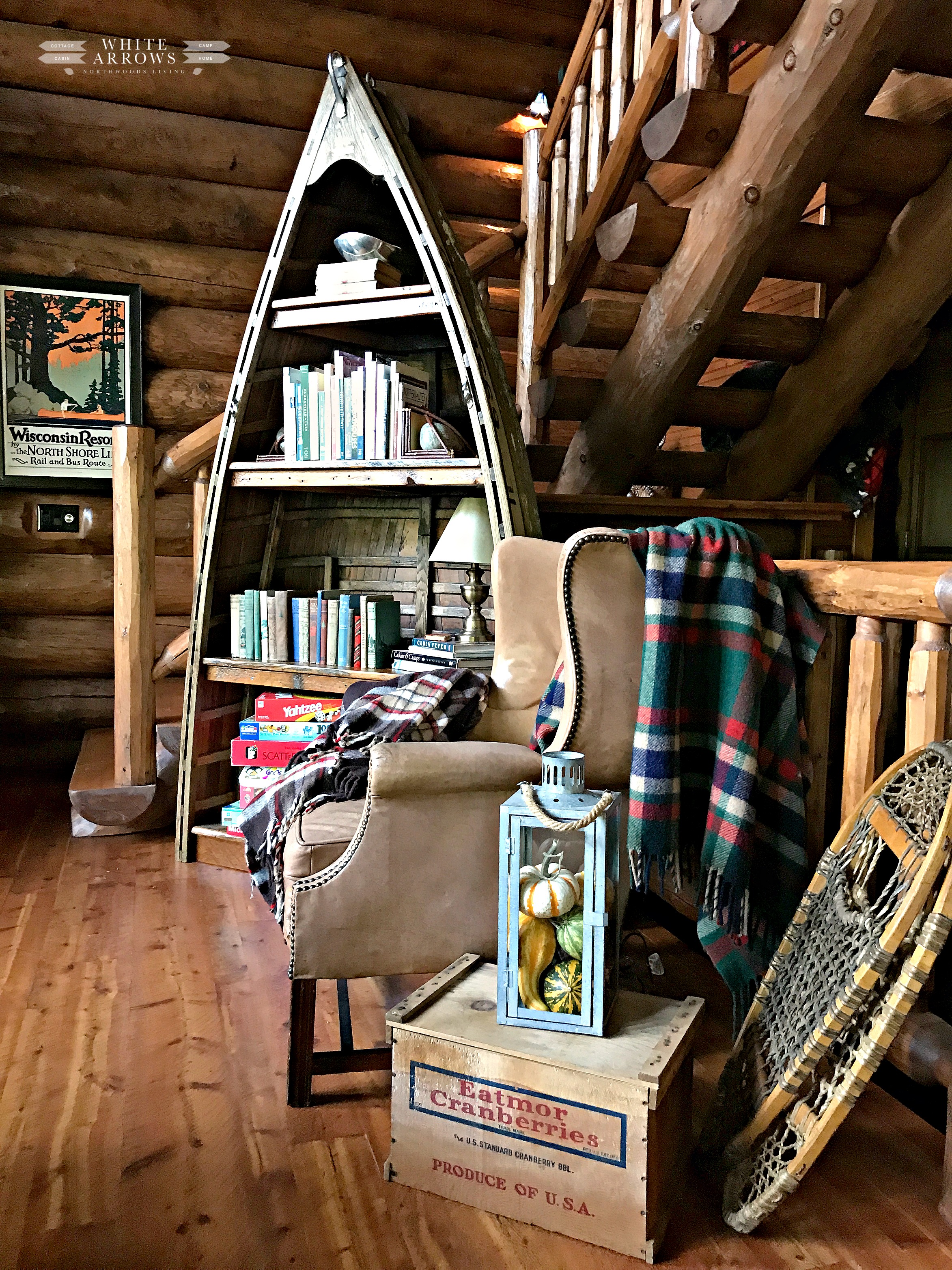 log cabin fall decorating