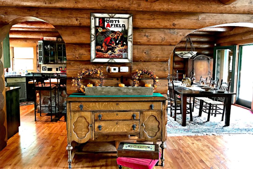 Sideboard, Buffet, Entry Way, Log Cabin, Cabin, Field and Stream, Antiques, Autumn Decor