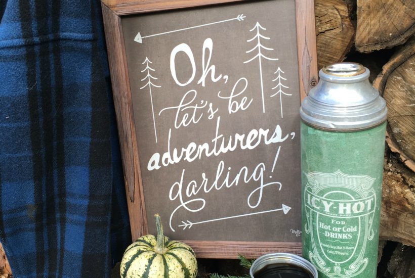 Autumn, Fall Checklist, Thermos, Wood Pile, Vintage Camp Style, Log Cabin