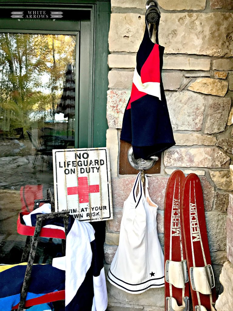 Outdoor Shower, Lake House, Vintage Swim Suits, Vintage Water Skis, Lands End Towels