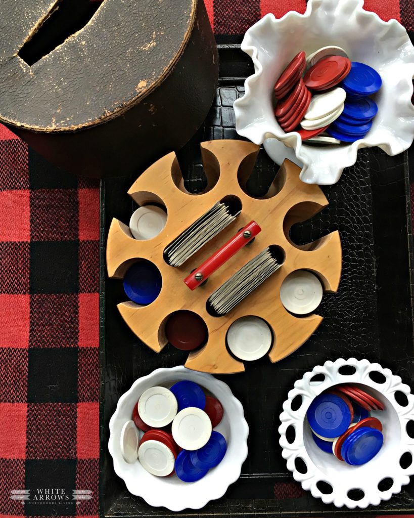 Vintage Poker Chips, Milk Glass, Family Game Night