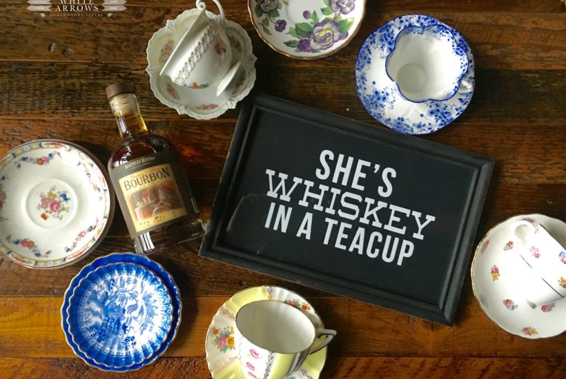 vintage teacups and whiskey