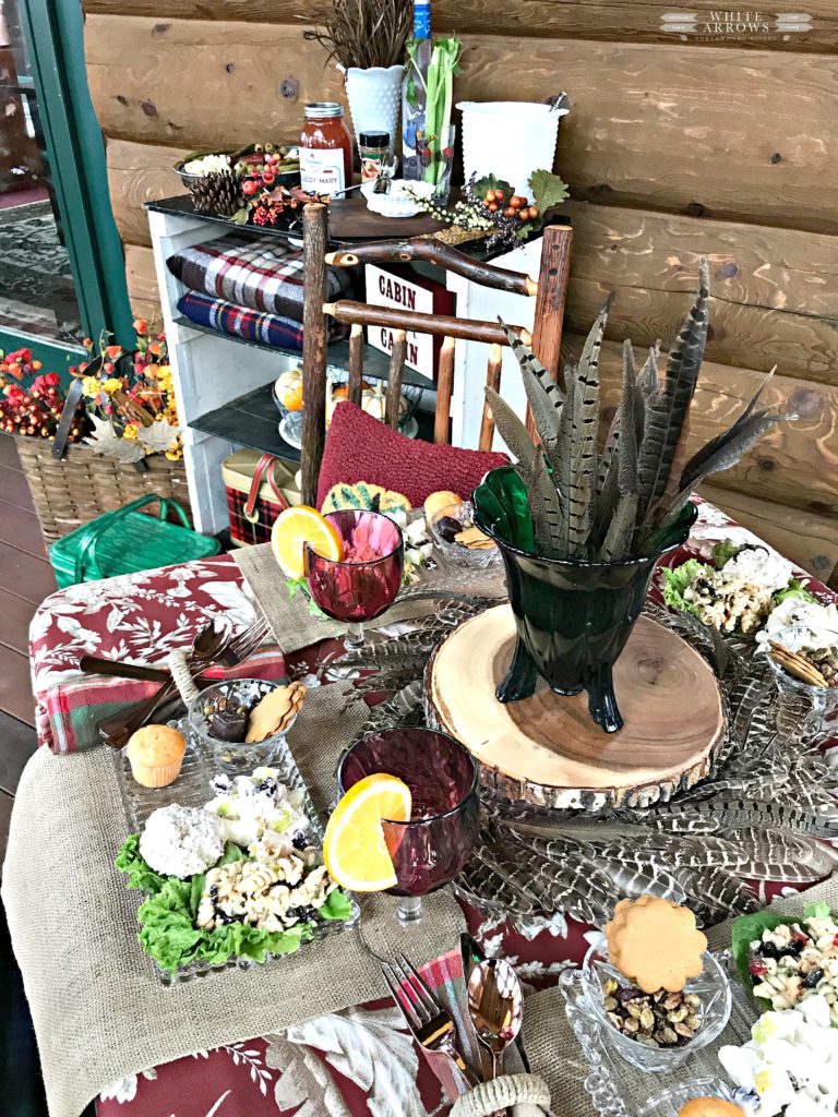 Autumn Cabin, Fall Tablescape, Bloody Mary Bar