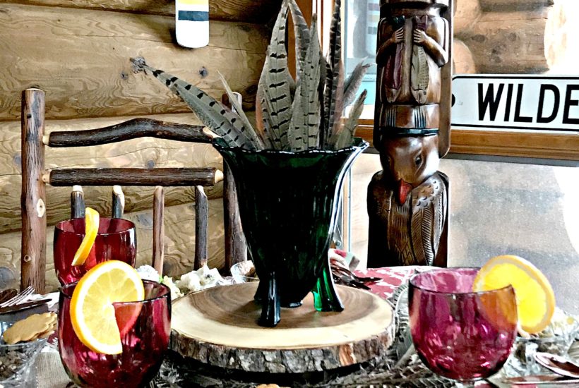Rustic Decor, Pheasant Feathers, Vintage, Cabin, Fall Lunch, Sun Room, Totem Pole