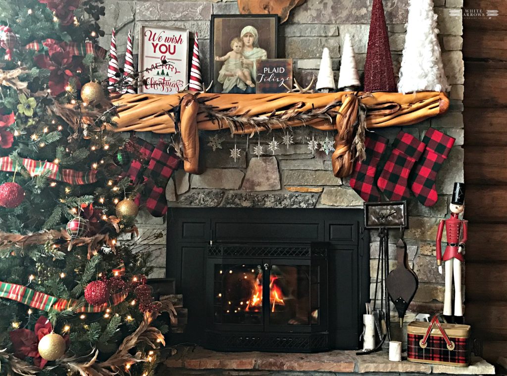 Christmas at The Lodge  Christmas fireplace, Rustic cottage, Cabin  christmas