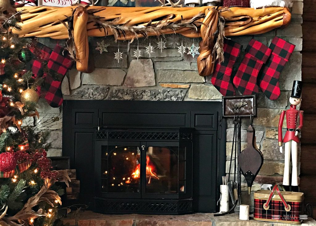 Christmas Mantle, Snowflakes, Buffalo Plaid ~ White Arrows Home