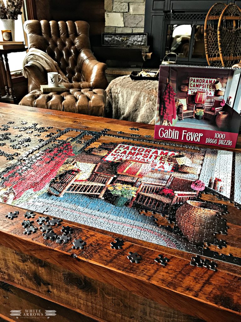 puzzle, cabin fever, log cabin, hygee, cabin, cottage, lake house