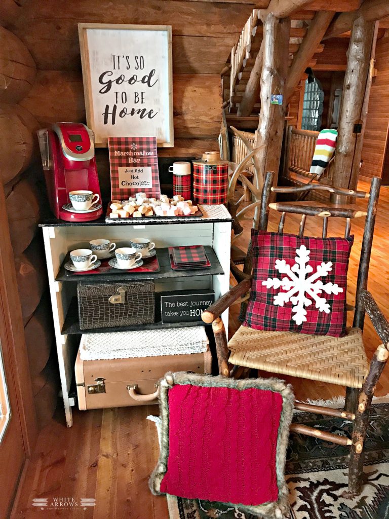 Hot Chocolate Bar, Keurig, Plaid, printable, winter decor, log cabin, vintage decor