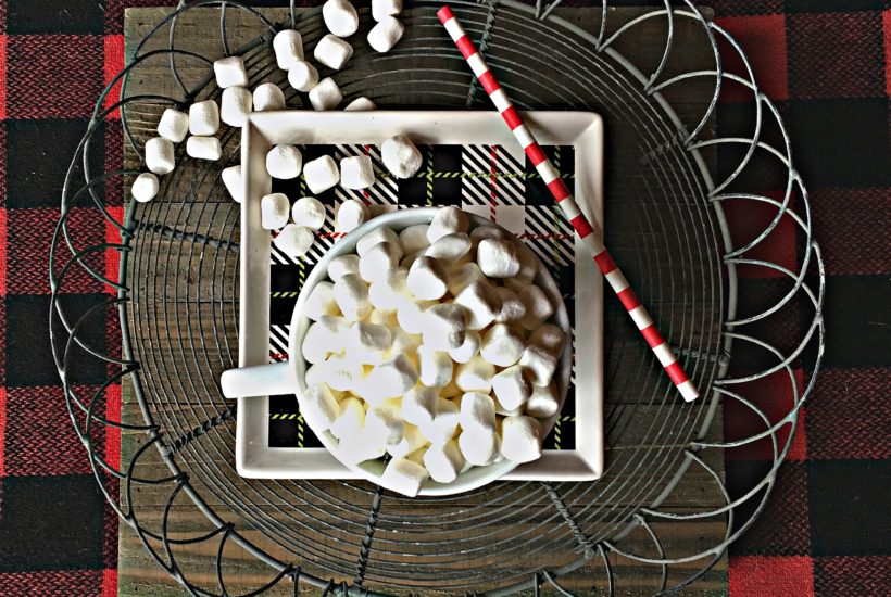 hot chocolate, hot chocolate bar, buffalo plaid, marshmallows