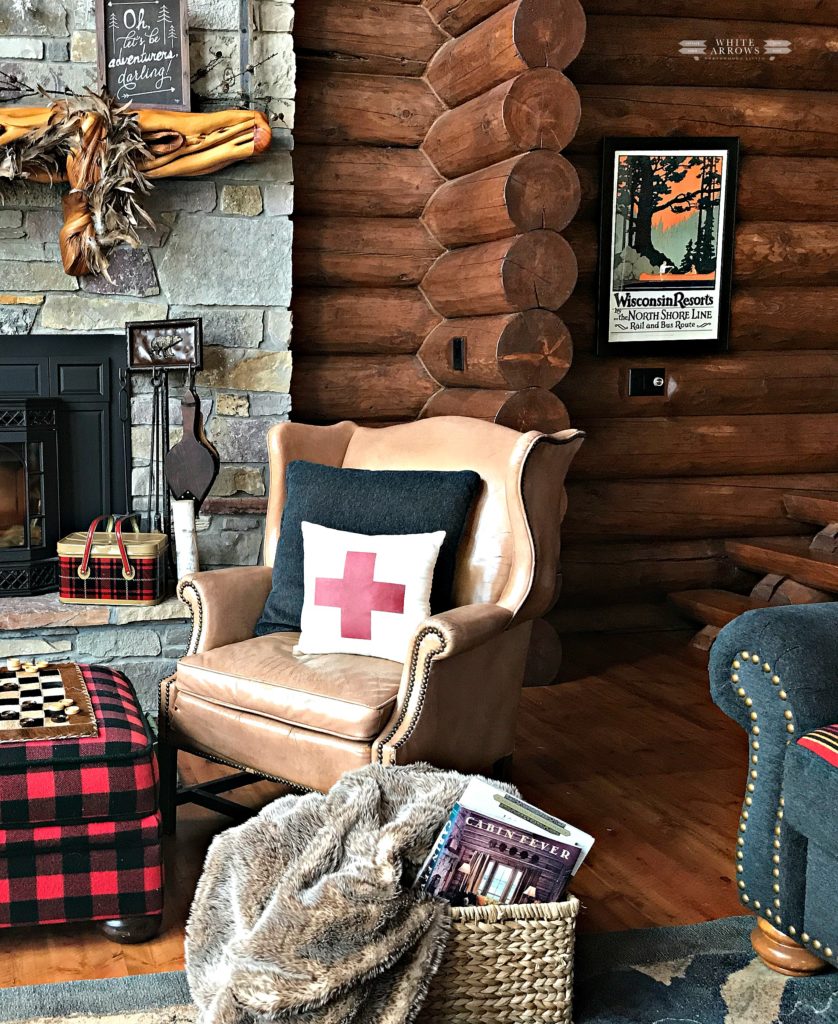 winter neutral decor, winter decor, neutral decor, cabin, cabin decor, cabin style, log cabin, buffalo plaid