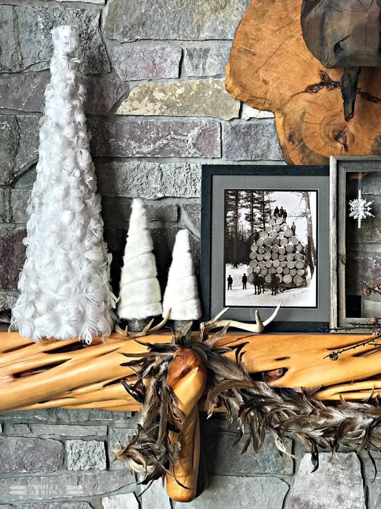 winter neutral decor, log cabin cozy ~ White Arrows Home