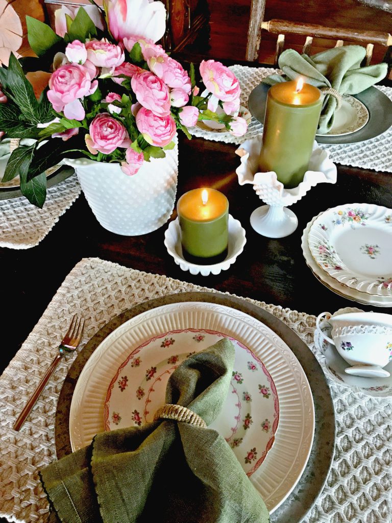 Spring Decor, Table Setting, Tea Cups, Vintage, Milk Class, Tea Cups, Candles