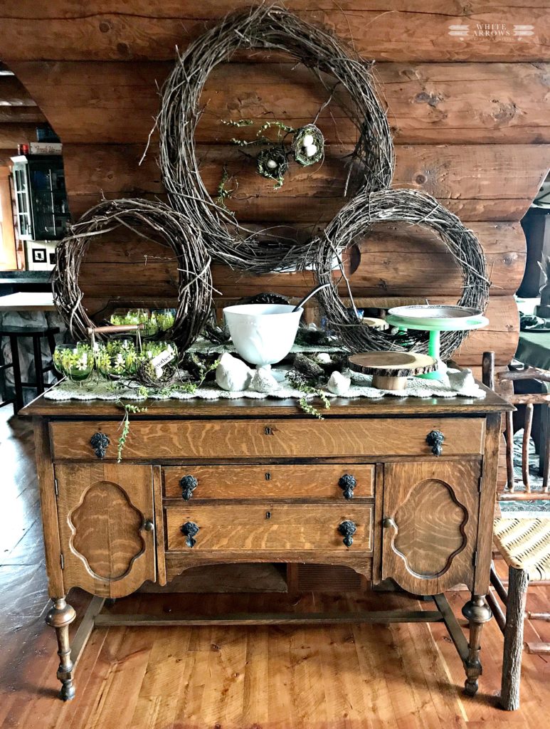 Mother's Day, Mother's Day brunch, brunch, punch bowl, bird's nest decor, vintage, antique