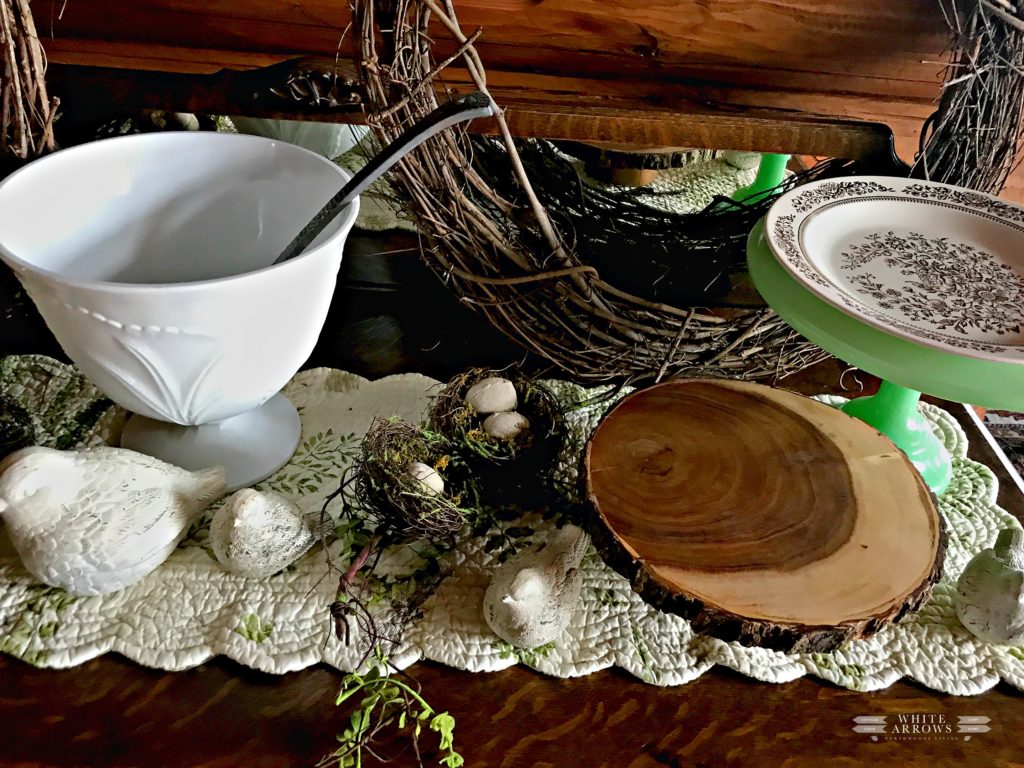Mother's Day, Mother's Day Brunch, Cake Stands, Punch Bowl, Bird Nest Decor