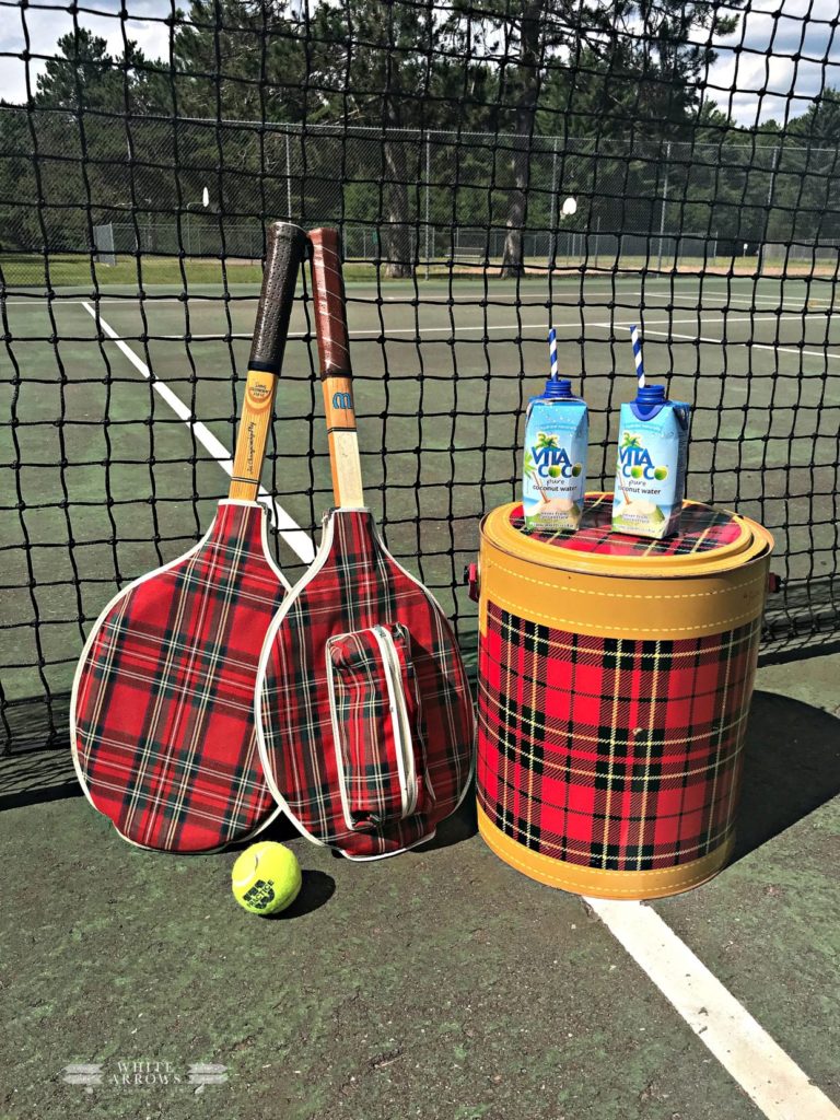 plaid tennis racquet covers and scotch cooler