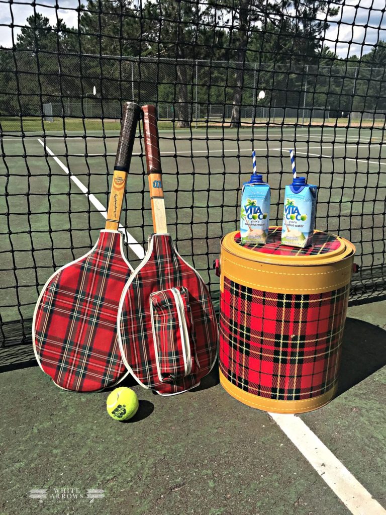 plaid tennis racquet covers and scotch cooler