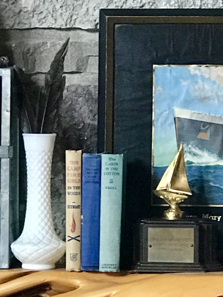 Summer Decor, Nautical Decor, Vintage Trophy, Vintage Books