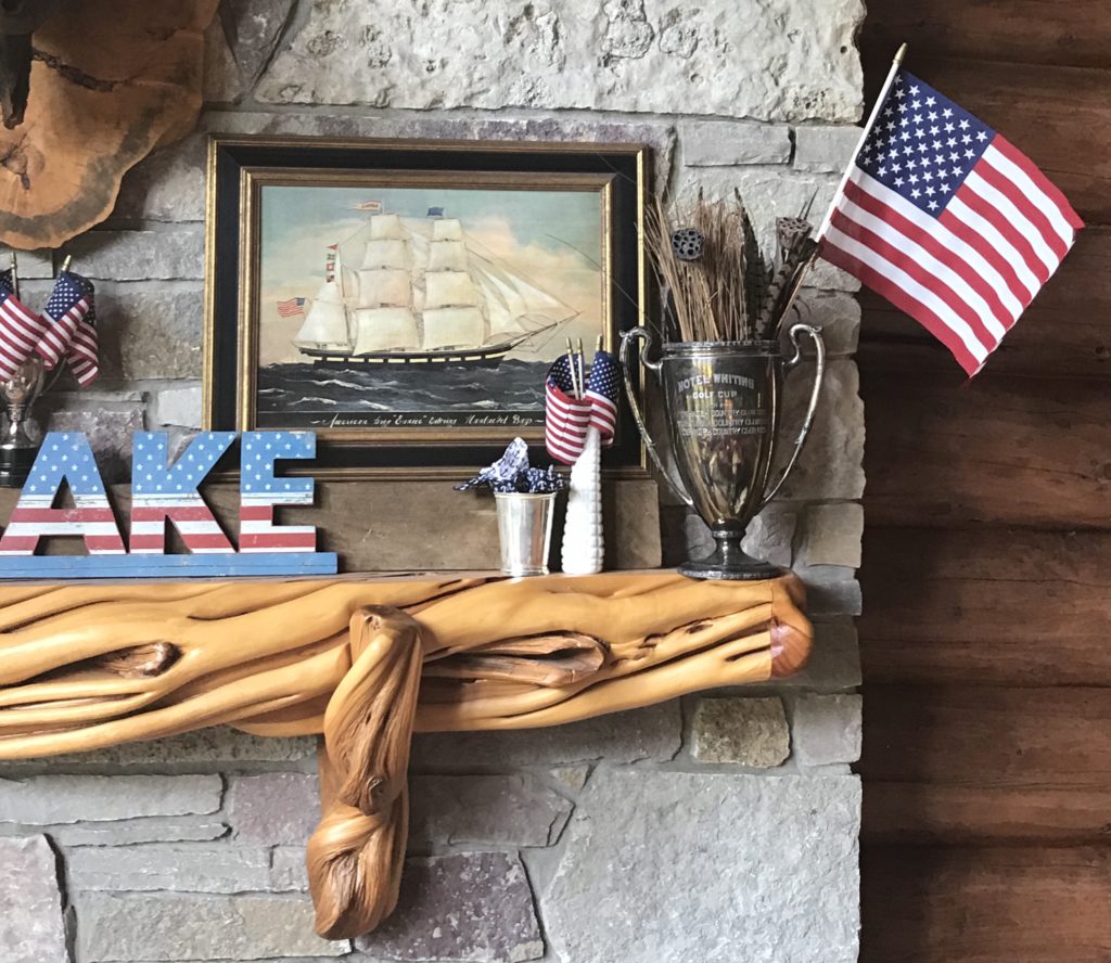 Summer Mantel, Cabin Decor, Rustic Decor, Lake House Decor, 4th of July Decor, Americana