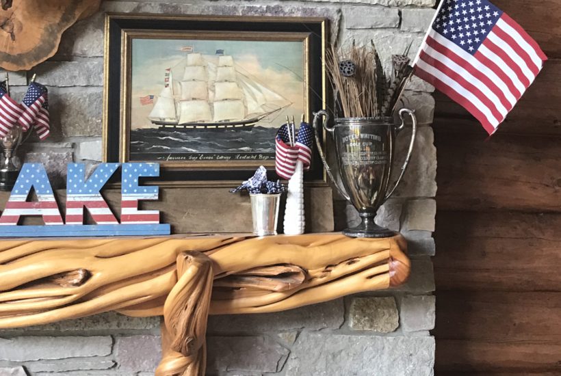 Summer Mantel, Cabin Decor, Rustic Decor, Lake House Decor, 4th of July Decor, Americana