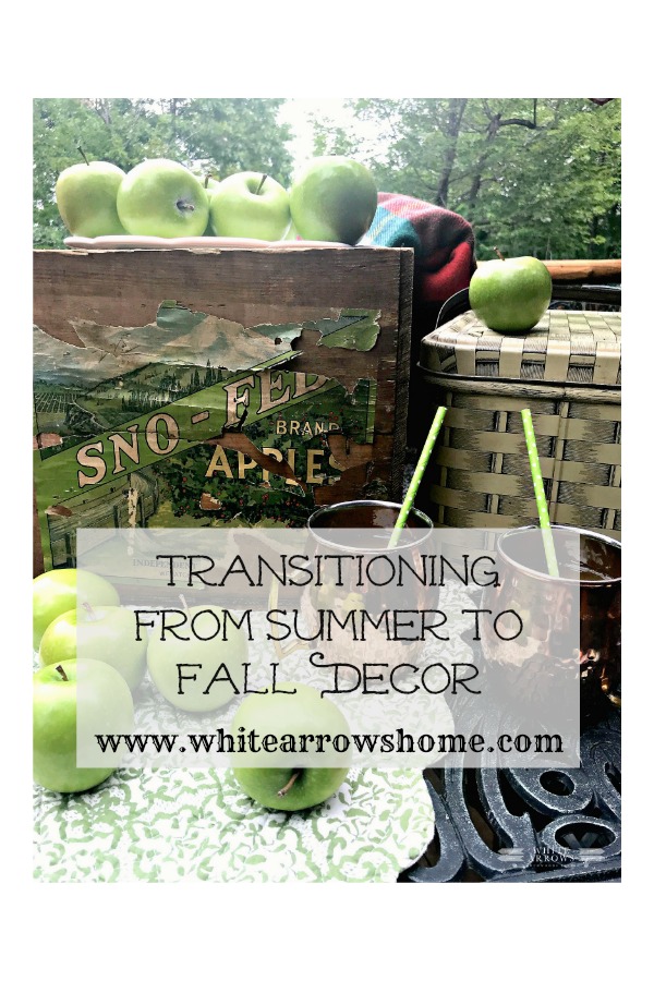 fall decor, autumn decor, apple decor, vintage decor, picnic basket, copper 