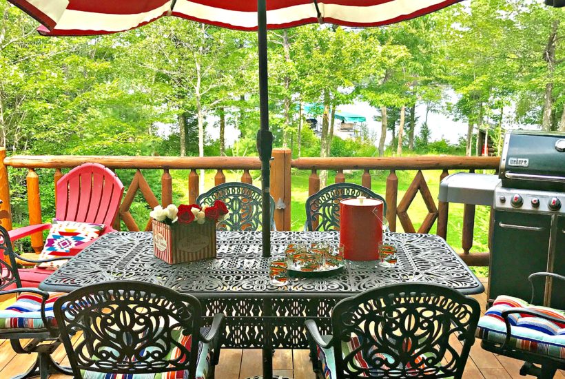 Back Porch, Porch Decor, Patio Furniture, Striped Umbrella, Lake House, Patio Umbrella