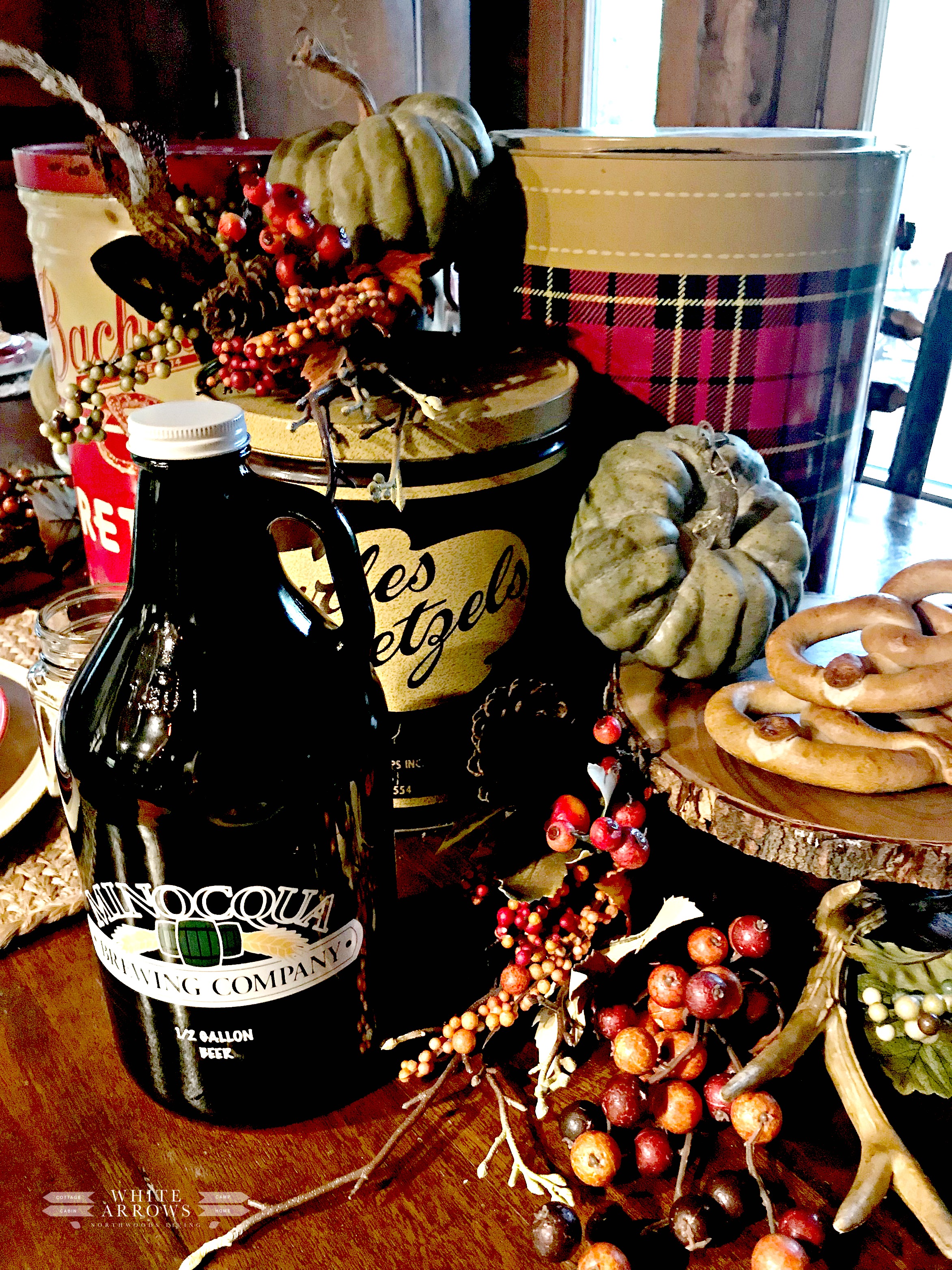 Fall table-minocqua brewing co- plaid
