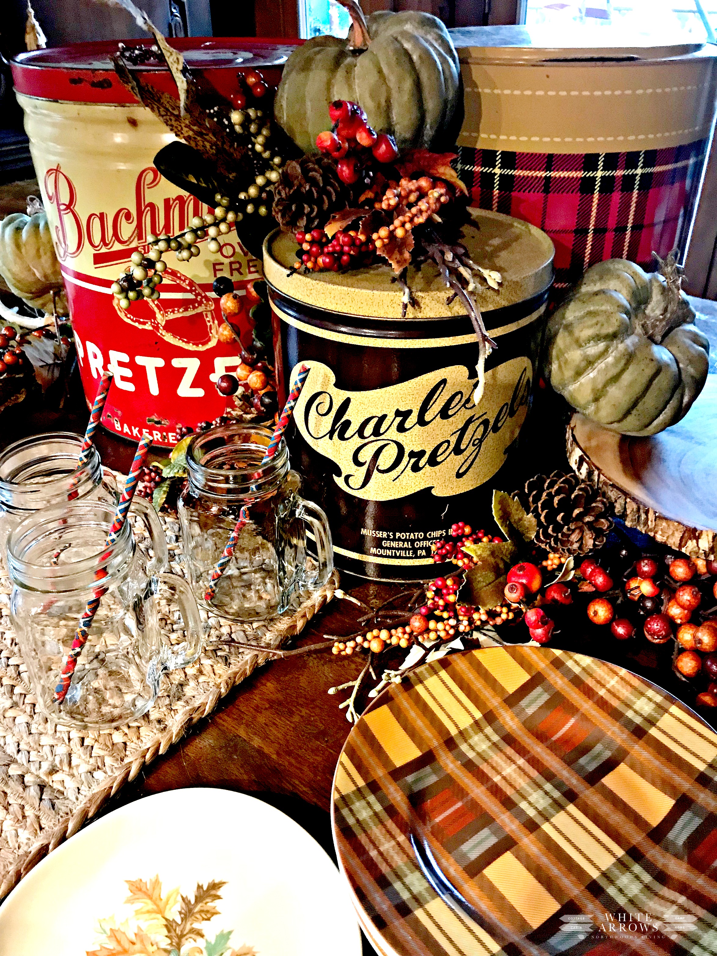 Fall Tablescape, Octoberfest, Plaid