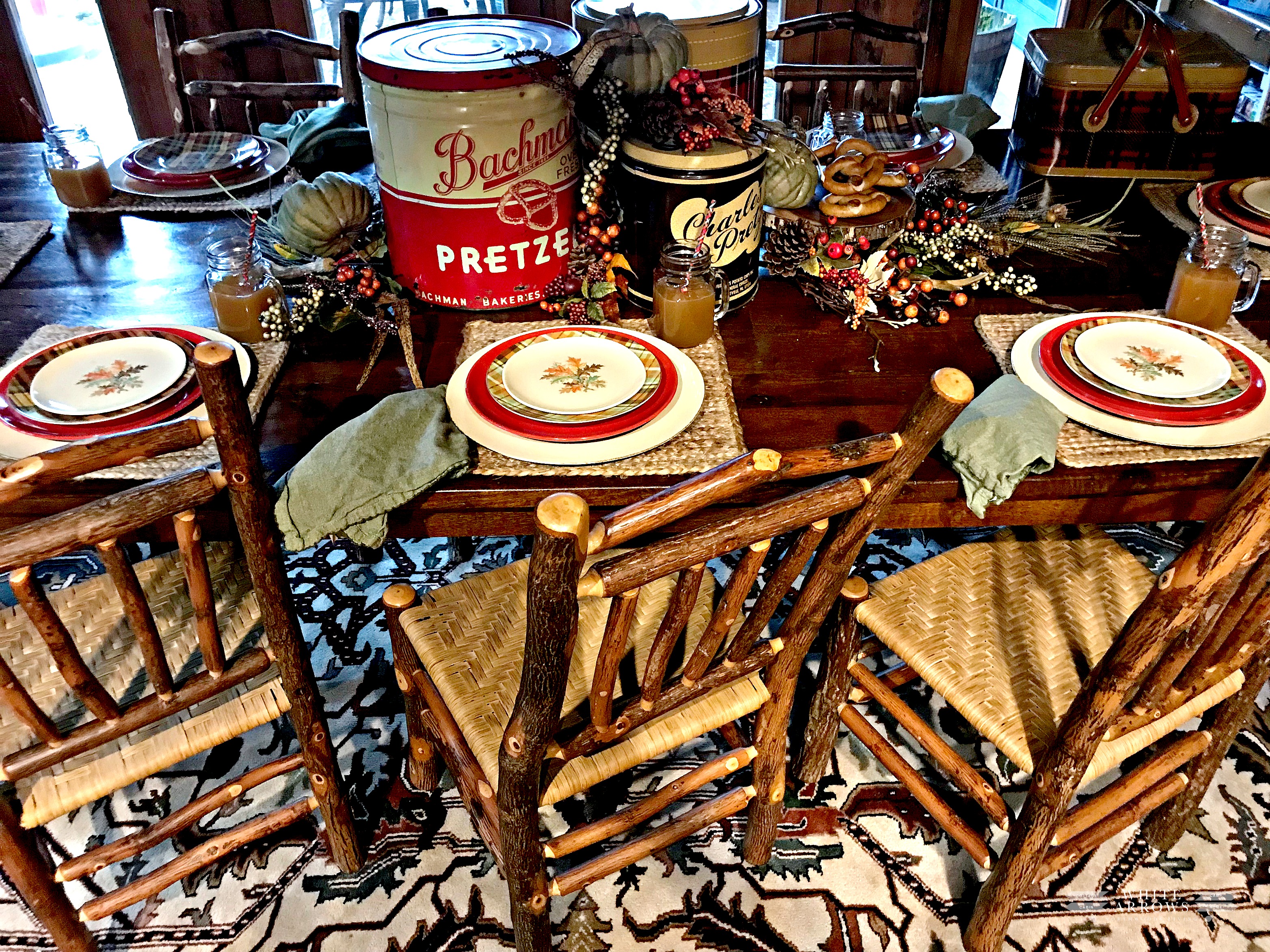 fall Table- Pretzel tins