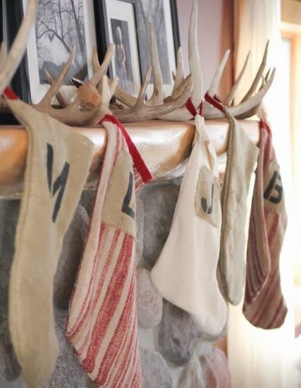 antler holders Christmas stockings