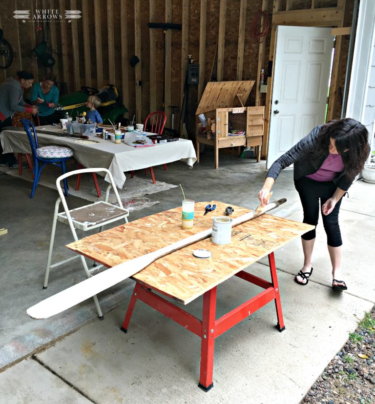 DIY Crafting with Girlfriends Painted Paddles White Arrows Home