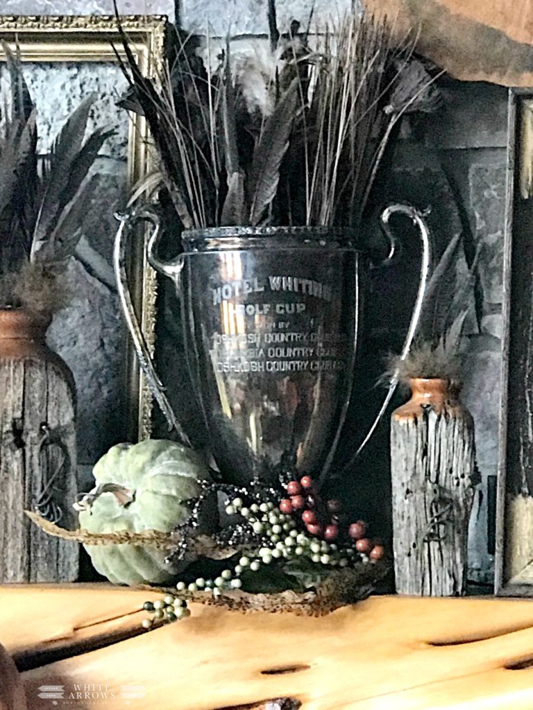 Thanksgiving-mantel-trophy-golds-pheasants