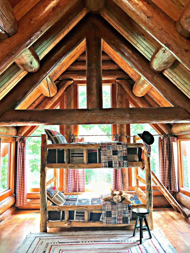 Madras Quilts in Bunk Room of Cabin Cottage