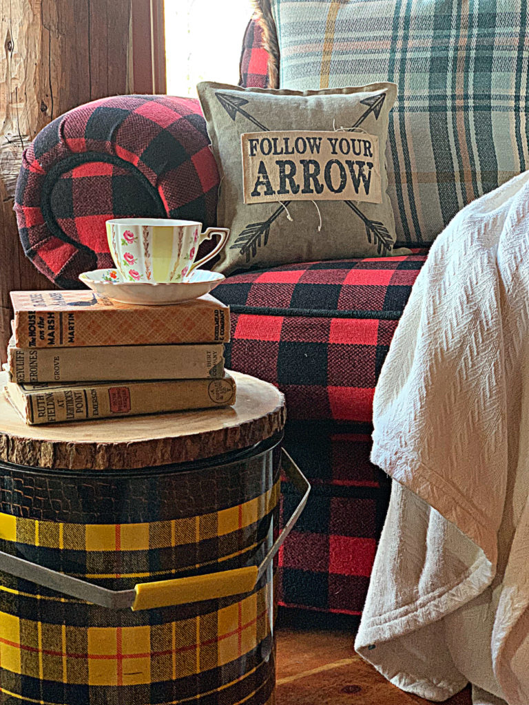 spring-tea-party-blog-hop-vintage-books-buffalo-plaid