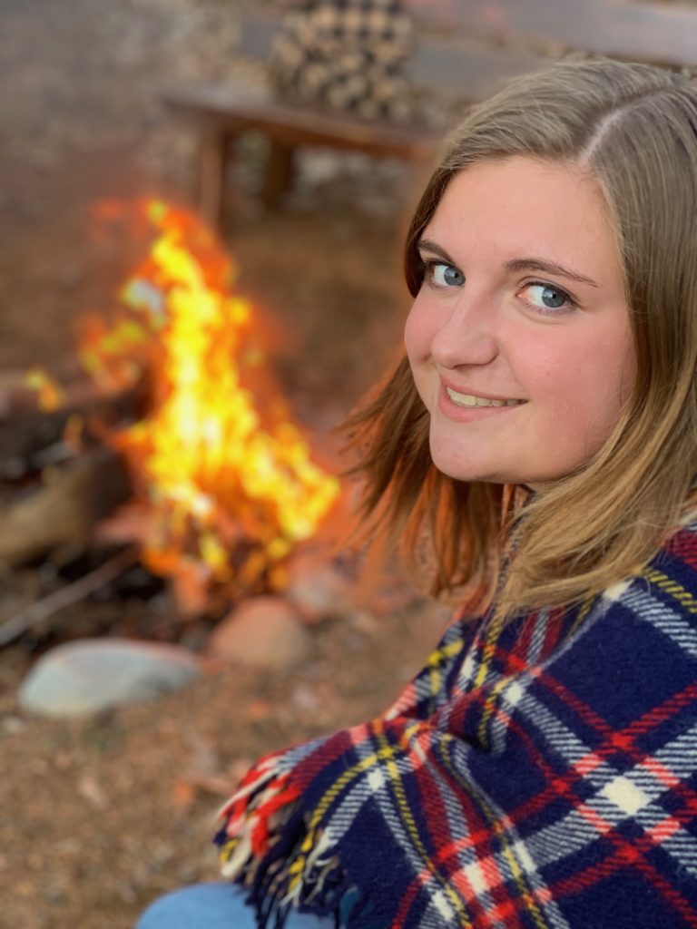 Sitting around Campfire with Vintage Camp Blankets